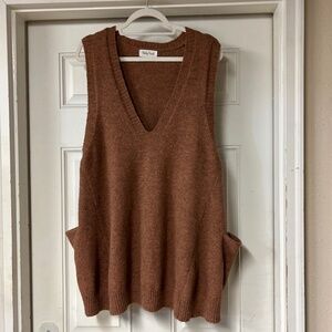 Blushing Brunette Oversized Sweater Vest w/ Pockets